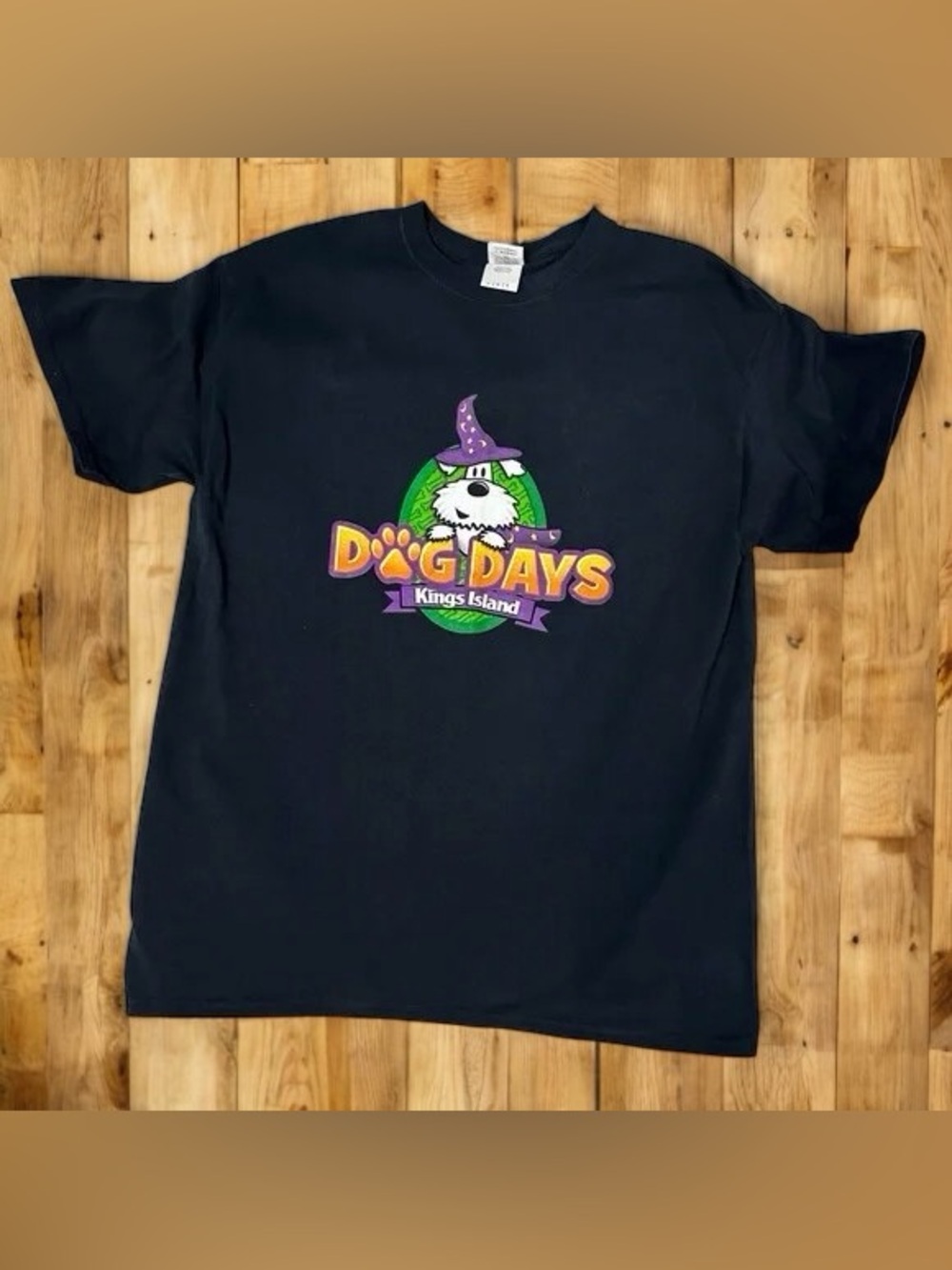 🎈Dog Days Kings Island Black Graphic Tee - Purple & Green Logo